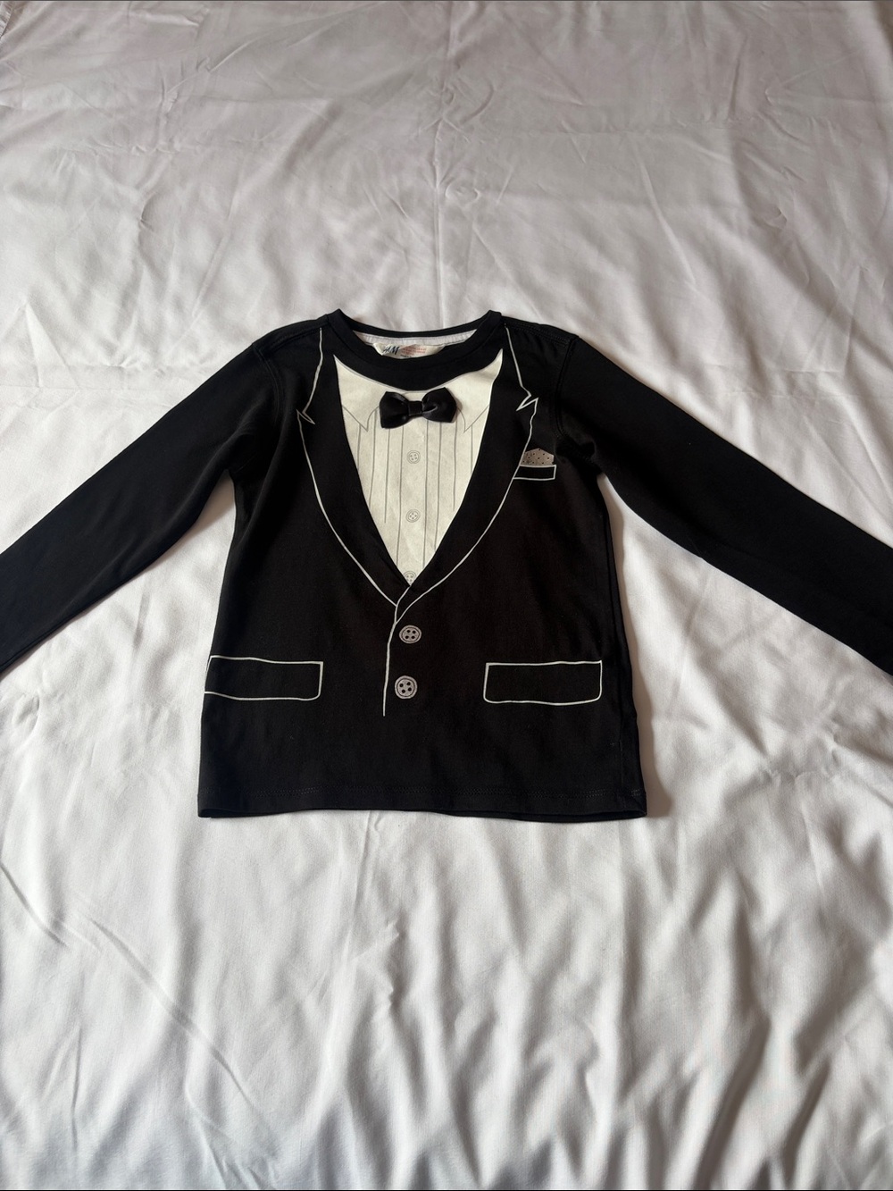 H&M Black Tuxedo-Print Long Sleeve Kids Jacket Tee